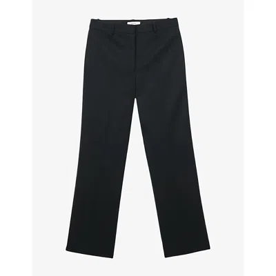 Reiss Womens Dakota Straight-leg Stretch Wool-blend Trousers Black