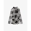 Reiss Danna Check Print Mock Neck Top In Black/white