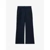 Reiss Womens Reed Denim-look Wide-leg Woven Trousers Dark Blue In Dark Blue