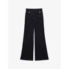 Reiss Womens  Ria Flared-leg Stretch-denim Jeans In Black