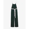 Reiss Womens Dark Green White Salma Colour-block Woven Jumpsuit In Green