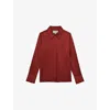 Reiss Womens Dark Red Ameira Concealed-placket Long-sleeve Silk Shirt In Red