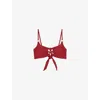 Reiss Womens Nara Cut-out Stretch-woven Bikini Top Dark Red In Red