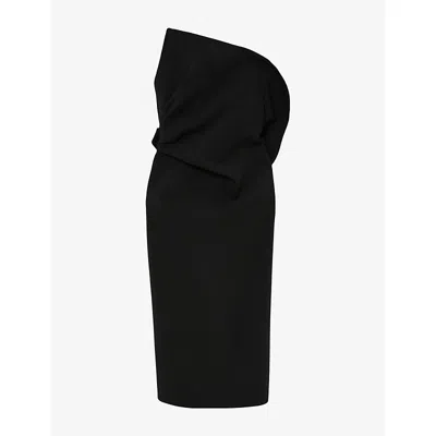 Reiss Womens Dasha Structured Strapless Stretch-velvet Midi Dress Black