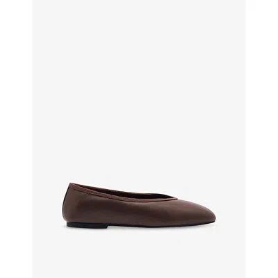 Reiss Womens Brown Dina Leather Ballet Flats Eur 38/5 Uk