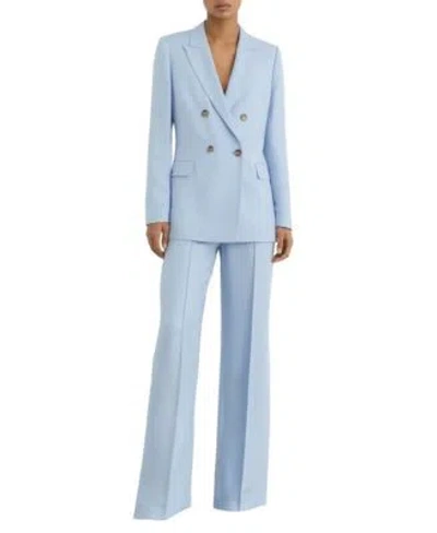 Reiss Womens Double Breasted Peak Lapel Suit Jacket Womens Wide Leg Suit Trousers In Blue