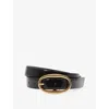 Reiss Black Patent Leather Oval Buckle Belt