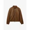 Reiss Womens Dru Stand-collar Faux-leather Jacket In Tan