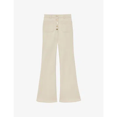 Reiss Womens Ecru Cali Flared Denim Jeans In Neutral