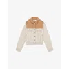 Reiss Womens Maddie Colour-block Denim Jacket Ecru In Ecru