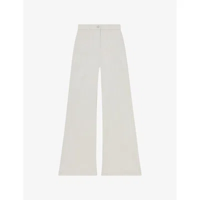 Reiss Womens Ecru Sakura Flared Patch-pocket Stretch-denim Jeans In White