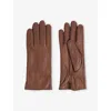 Reiss Womens Elasticated-cuff Leather Gloves Tan