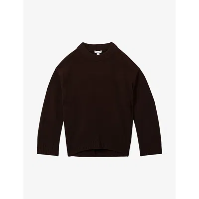 Reiss Womens Elena Crew-neck Wool-cashmere Knitted Jumper Chocolate
