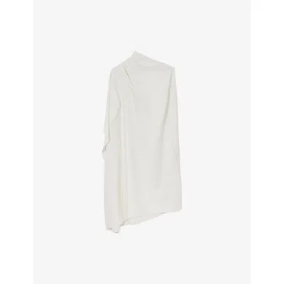 Reiss Womens  Ellery One-shoulder Draped Woven Mini Dress In White
