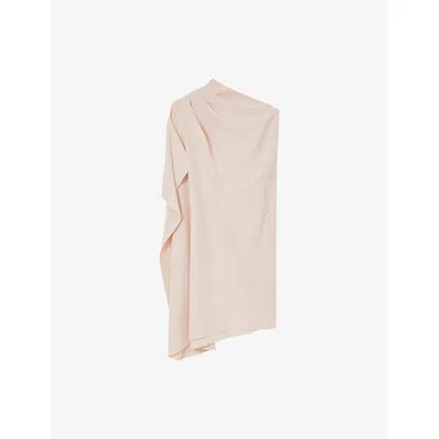 Reiss Womens  Ellery One-shoulder Draped Woven Mini Dress In Pink