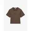 Reiss Womens Brown Ember V-neck Linen T-shirt In Brown
