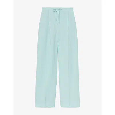 Reiss Womens Esther Drawstring Wide-leg Woven Trousers Aqua Blue In Green
