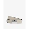 Reiss Womens Eva Square-buckle Suede Belt Stone In Stone