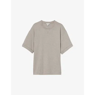 Reiss Womens  Finley Round-neck Short-sleeve Thermal T-shirt In Fawn