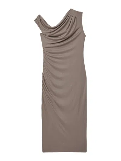 Reiss Womens Fern Bodycon Ruched Midi Dress In Brown