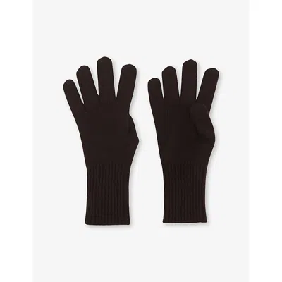 REISS WOMENS CHOCOLATE FLORISE CONTRAST-TRIM WOOL-BLEND GLOVES