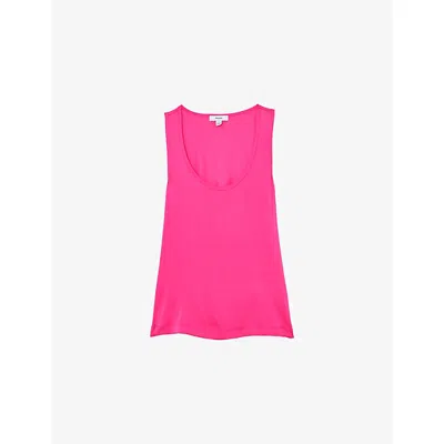 Reiss Womens Fuchsia Pink Ruby Sleeveless Stretch-silk Top Xs