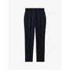 Reiss Womens Navy Gabi Slip-pocket Slim-leg Mid-rise Woven Trousers
