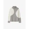 Reiss Womens Ivory/grey Georgia Roll-neck Recycled-polyester Knitted Jumper In Ivory/grey