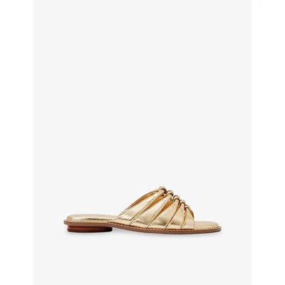 Reiss Womens Gold Agnes Metallic Leather Sandals Eur 40 / 7 Uk