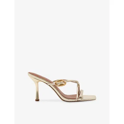 Reiss Womens Gold Alex Heeled Leather Sandals Eur 37 / 4 Uk
