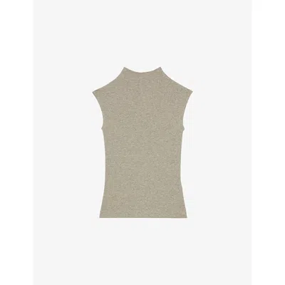 Reiss Womens Gold Dita Slim-fit Metallic Woven Vest In Gray