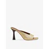 Reiss Womens Gold Justine Metallic Leather Heeled Mules In Gold