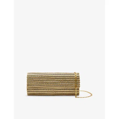 Reiss Womens Gold Rosa Beaded Clutch Bag