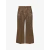 Reiss Womens Gold Sienna Flare Metallic Woven Trousers In Gold