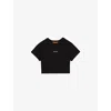 Reiss Womens Grace Mclaren F1 Team Cropped Logo-print Cotton-jersey T-shirt Black In Black