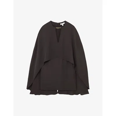 Reiss Grape Chain-detail Cape Mini Dress In Purple