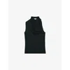 Reiss Womens Green Darla Cowlneck Sleeveless Cotton-blend Top In Green