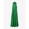 Reiss Womens  Fae Cape-back Satin Maxi Dress In Green