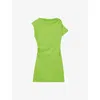 Reiss Womens Green Freya Asymmetric Ruched Woven Mini Dress In Green