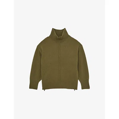 Reiss Womens Green Harri Funnel-neck Wool Jumper