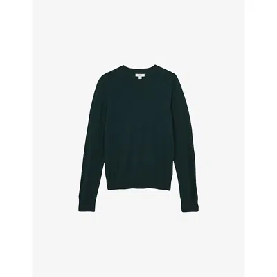 Reiss Womens Green Hester Round-neck Wool Jumper Xs