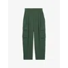 Reiss Womens Green Orla Front-pleat Wide-leg Stretch-woven Trousers In Green