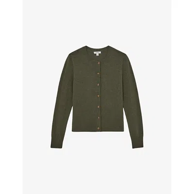 Reiss Womens Rima Slim-fit Wool And Cashmere-blend Cardigan Green