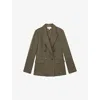 Reiss Womens  Solene Peak-lapel Double-breasted Stretch Wool-blend Blazer In Green