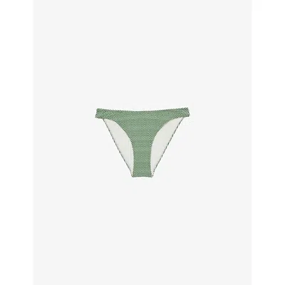 Reiss Womens Green White Kai Graphic-print Pattern Bikini Bottom