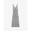 Reiss Womens Grey Alessandra Ruched Stretch-jersey Maxi Dress In Gray