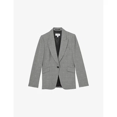 Reiss Womens Grey Brooklyn Checked Woven Blazer In Gray