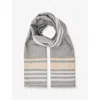 Reiss Womens Grey Camila Border-detail Knitted Scarf In Gold