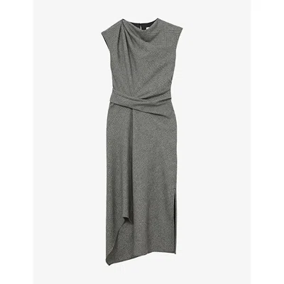 Reiss Womens Grey Clara Cinched-waist Wool-blend Midi Dress In Grey