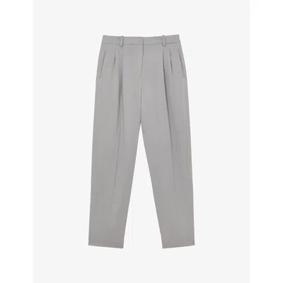 Reiss Womens Grey Clay Tapered-leg Lyocell Trousers In Gray